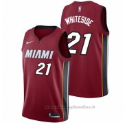 Maglia Miami Heat Hassan Whiteside NO 21 2017-18 Rosso