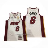 Maglia Miami Heat Lebron James No 6 Mitchell & Ness 2012-13 Bianco(1)
