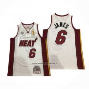Maglia Miami Heat Lebron James No 6 Mitchell & Ness 2012-13 Bianco(1)