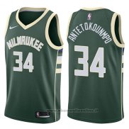 Maglia Milwaukee Bucks Giannis Antetokounmpo NO 34 2017-18 Verde