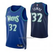 Maglia Minnesota Timberwolves Anthony Towns #32 Citta 2021-22 Blu