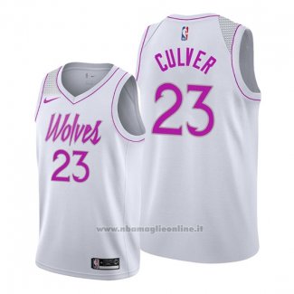 Maglia Minnesota Timberwolves Jarrett Culver NO 23 Earned 2019-20 Bianco