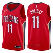 Maglia New Orleans Pelicans Jrue Holiday NO 11 Statement 2017-18 Rosso