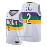 Maglia New Orleans Pelicans Lonzo Ball NO 2 Citta Bianco