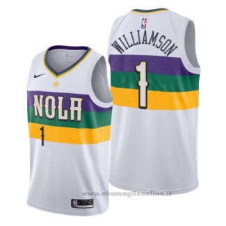 Maglia New Orleans Pelicans Zion Williamson NO 1 Citta 2019-20 Bianco