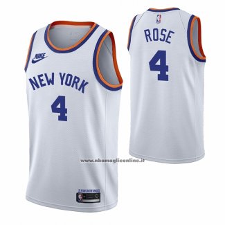 Maglia New York Knicks Derrick Rose #4 75th Anniversary Bianco