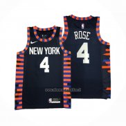 Maglia New York Knicks Derrick Rose #4 Citta Edition 2019-20 Blu