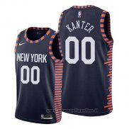 Maglia New York Knicks Enes Kanter NO 00 Citta 2019 Blu