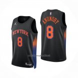 Maglia New York Knicks Og Anunoby No 8 Statement 2025-26 Nero