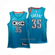 Maglia Oklahoma City Thunder Kevin Durant #35 Citta 2018-19 Blu