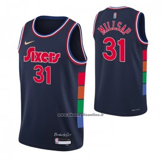 Maglia Philadelphia 76ers Ben Paul Millsap #31 Citta 2021-22 Blu