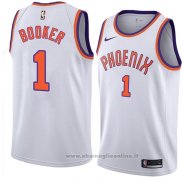 Maglia Phoenix Suns Devin Booker NO 1 Hardwood Classic 2018 Bianco