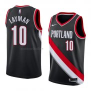 Maglia Portland Trail Blazers Jake Layman NO 10 Icon 2018 Nero