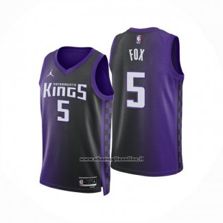 Maglia Sacramento Kings Deaaron Fox No 5 Statement 2024-25 Viola
