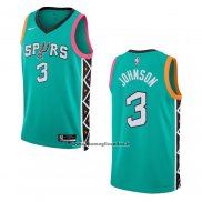 Maglia San Antonio Spurs Keldon Johnson #3 Citta 2022-23 Verde