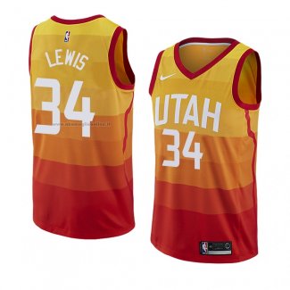 Maglia Utah Jazz Trey Lewis NO 34 Citta 2018 Giallo