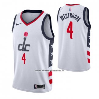 Maglia Washington Wizards Russell Westbrook #4 Citta 2020-21 Bianco