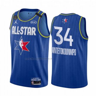 Maglia All Star 2020 Milwaukee Bucks Giannis Antetokounmpo NO 34 Blu