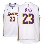 Maglia Bambino Los Angeles Lakers Lebron James NO 23 Association 2017-18 Bianco