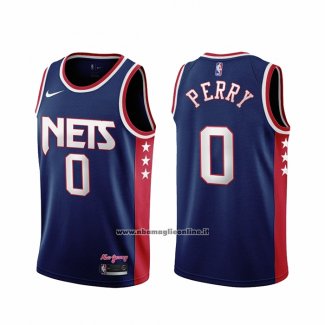 Maglia Brooklyn Nets Reggie Perry #0 Citta 2021-22 Blu