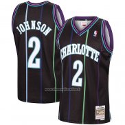 Maglia Charlotte Hornets Larry Johnson #2 Mitchell & Ness 1992-93 Nero