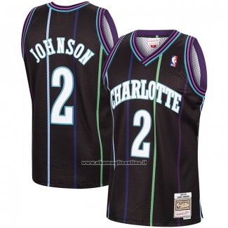 Maglia Charlotte Hornets Larry Johnson #2 Mitchell & Ness 1992-93 Nero