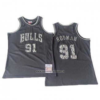 Maglia Chicago Bulls Dennis Rodman #91 Mitchell & Ness 1997-98 Nero1