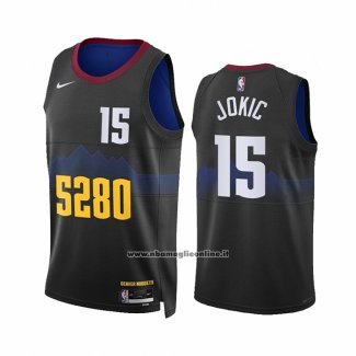 Maglia Denver Nuggets Nikola Jokic #15 Citta 2023-24 Nero