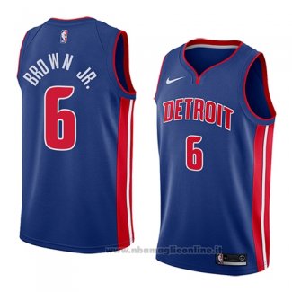 Maglia Detroit Pistons Bruce Brown Jr. NO 6 Icon 2018 Blu