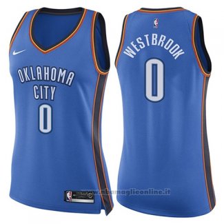 Maglia Donna Oklahoma City Thunder Russell Westbrook NO 0 Icon 2017-18 Blu