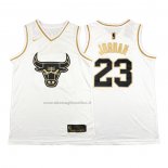 Maglia Golden Edition Chicago Bulls Michael Jordan NO 23 Bianco