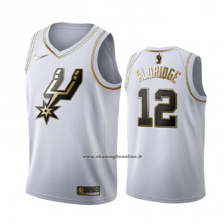 Maglia Golden Edition San Antonio Spurs Lamarcus Aldridge #12 Bianco