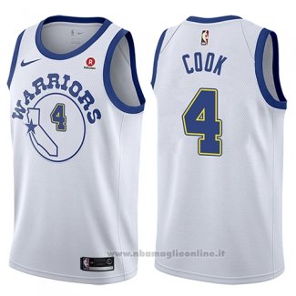 Maglia Golden State Warriors Quinn Cook NO 4 Classic 2017-18 Bianco2