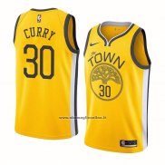Maglia Golden State Warriors Stephen Curry #30 Earned Giallo