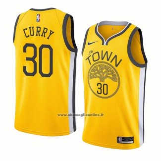 Maglia Golden State Warriors Stephen Curry #30 Earned Giallo