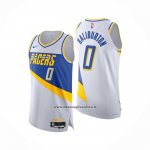 Maglia Indiana Pacers Tyrese Haliburton No 0 Citta Authentic 2025-26 Bianco