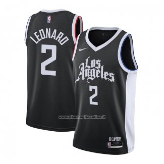 Maglia Los Angeles Clippers Kawhi Leonard #2 Citta 2020-21 Nero