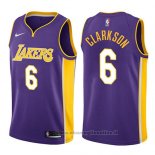 Maglia Los Angeles Lakers Jordan Clarkson NO 6 Statement 2017-18 Viola