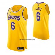Maglia Los Angeles Lakers LeBron James #6 Icon Autentico Giallo