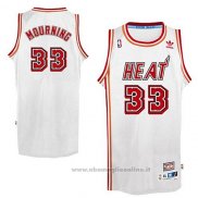 Maglia Miami Heat Alonzo Mourning NO 33 Throwback Bianco