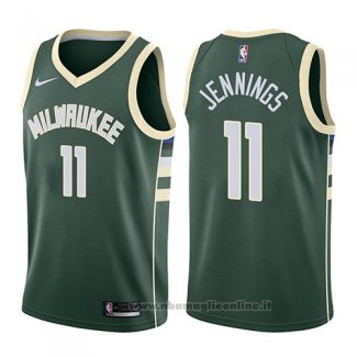 Maglia Milwaukee Bucks Brandon Jennings NO 11 Icon 2017-18 Verde