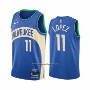 Maglia Milwaukee Bucks Brook Lopez #11 Citta 2023-24 Blu