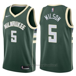 Maglia Milwaukee Bucks D.j. Wilson NO 5 Swingman Icon 2017-18 Verde