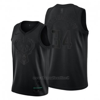 Maglia Milwaukee Bucks Giannis Antetokounmpo NO 34 MVP 2019 Nero