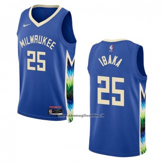 Maglia Milwaukee Bucks Serge Ibaka #25 Citta 2022-23 Blu