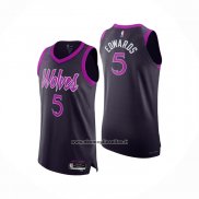 Maglia Minnesota Timberwolves Anthony Edwards No 5 Citta Authentic 2025-26 Nero