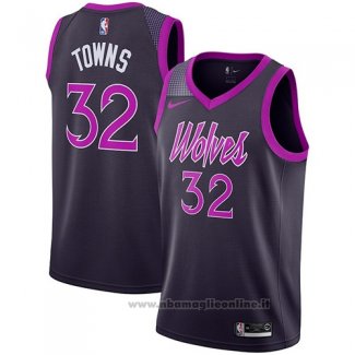 Maglia Minnesota Timberwolves Karl-Anthony Towns NO 32 Citta 2018-19 Viola