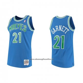 Maglia Minnesota Timberwolves Kevin Garnett #21 Hardwood Classics Throwback Blu