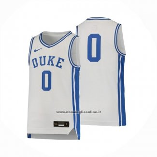 Maglia NCAA Duke Blue Devils No 0 Bianco