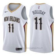 Maglia New Orleans Pelicans Jrue Holiday NO 11 Association 2017-18 Bianco